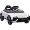 Macchina Elettrica Per Bambini Licenza Lamborghini Con Clacson E Telecomando, 101.5x49x43 Cm, Bianca