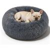 kimpets Cuccia calmante per cani di taglia piccola e media, rotonda, a ciambella, lavabile, antiscivolo, in finta pelliccia, soffice ciambella, coccolone, ansia, cuccia per gatti (50,8 cm)
