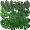 QUANQIUFEI 74 foglie di palma artificiali in 7 tipi, foglie di monstera finte per safari, giungla, dinosauri, hawaiani, luau, feste, matrimoni, compleanni, feste a tema
