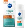 NIVEA Derma Skin Clear Fluido UV Quotidiano SPF50+ 40 ml, Protezione solare viso con Carnitina, Glicerina e Niacinamide, Crema viso SPF 50+ opacizzante e anti-imperfezioni per pelle grassa e mista