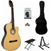 Chitarra Classica Elettrificata 4/4 Natural Kit Tuner Borsa Supporto Poggiapiede