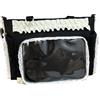 Peosaard ITA Bag, Borsa con Spilla in Nylon con Volant in Pizzo Kawaii con Spalline Regolabili Laterali e Frontali con Display Trasparente Y2k Borsa Carina per Ragazze, Nero, Spilla