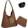 Peosaard Borsa a Tracolla, Borsa Tote da Donna, Spalla Singola in Pelle PU Marrone con Custodia con Cerniera Extra di capacità Borse morbide con Chiusura Magnetica per Ufficio, Viaggi