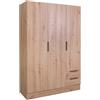 Composad | Armadio della Linea ESPRESSO con 3 Ante e 2 Cassetti, Armadio Contenitore, Salvaspazio, Camera da letto, Lavanderia, (LxAxP) 119,3x184,4x46,3 cm, Colore Rovere Oak Mielato, Made in Italy