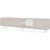 Selsey Mobile TV Mobile Porta TV Con Piedini Dorati 175 cm A Doghe Beige Grigio Bello