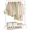 SONGMICS Appendiabiti singolo, struttura in metallo resistente, con ruote e ripiano, portata massima 50 kg, larghezza 103,5 cm, colore: bianco nuvola HSR131W01