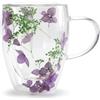 NASSMOSSE Tazza da tè a forma di fiore, tazza da tè a doppio strato in vetro da 50 ml con manico, estetica unica, resistente alle alte temperature per latte, succo