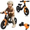 LIONELO Bicicletta Senza Pedali TONI Per Bambini da 18 mesi a 30kg Ruote in Gomma PU da 25cm Poggiapiedi Cestino Sella e Manubrio Regolabili Impugnatura Antiscivolo Leggero Campanello (Nero Arancione)