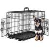 Yaheetech Gabbia per Cani Gatti Kennel in Metallo Cuccioli Pieghevole con Vassoio Rimovibile Doppia Porta e Divisorio Regolabile 61,5 × 41,5 × 47 cm Nero