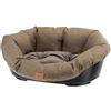 Ferplast Cuccia Gatto Interno, Lettino Divano per Cani, Cesta Gatto in Plastica Antiscivolo con imbottitura Lavabile, 64 x 48 x h 25 cm, Marrone