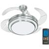 JOHNSON Ventilatore da soffitto 4 pale a scomparsa Johnson Lustra luce LED telecomando funzione reverce
