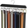 Resovo Organizer per cintura per armadio - Max 42 cinture, 14 ganci, rack in legno robusto - Nero 1 confezione