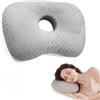 Dexpally Cuscino per Piercing all'Orecchio con Foro 8.9cm, Cuscino con Foro per Orecchio Ergonomico per Dormire Sul Fianco e Pancia, Alleviare Dolore da Piercing, 44×32×5cm. (Grigio)