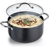 VEVOR Pentola per Zuppa Coperchio in Vetro, Pentola per Zuppa da 7,6 Litri in Lega di Alluminio con Rivestimento Antiaderente senza PFOA PFAS Compatibile con Fornelli a Gas, Zuppa Piatti Stufati