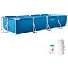 Intex 28274NP - Piscina Fuori Terra Rectangular Frame Rettangolare, Pompa Filtro 2006 L/h, 7127 L, Acciaio e PVC, Blu, 450x220x84 cm