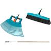 Gardena 17356-60 Combisystem Set per Prato e Pulizia: Composto da Scopa a ventaglio XXL, Scopa Stradale e Manico in Legno, per spazzare Foglie e rifiuti del Giardino e per Pulire i sentieri