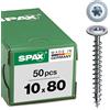 SPAX T-Star Plus 251011000805 - Viti per costruzioni in legno, 10,0 x 80 mm, 50 pezzi, testa piatta, filettatura parziale, 4CUT, WIROX A3J, 0251021000805