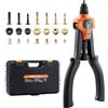 VEVOR Kit Rivettatrice per Inserti Filettati a Due Mani da 360 mm, con 7 Mandrini e 70 Dadi, con Robusta Custodia per Il Trasporto, per Montaggi Metallici, Mobili, Autoveicoli e Riparazioni DIY