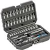 Högert Technik - Set di utensili 46 pezzi, set di chiavi a bussola e punte 1/4, acciaio CRV, chiave a forchetta, DIN 3124, in valigetta di acciaio