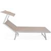 LBSIGN Lettino Prendisole In Alluminio E Textilene 61x186x40 Cm Pool Telo Beige