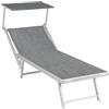 LBSIGN Lettino Prendisole In Alluminio E Textilene 61x186x40 Cm Pool Telo Grigio