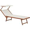 LBSIGN Lettino Prendisole In Alluminio Effetto Legno 61x186x40 Cm Wooden Telo Bianco