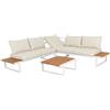LBSIGN Set Salotto Angolare In Allumino E Polywood Con Cuscini E Tavolino Hills Bianco