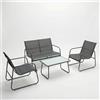 LBSIGN Set Salotto Da Esterno 4 Posti Con Tavolino In Vetro Rest Antracite