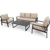 LBSIGN Set Salotto In Alluminio 5 Posti Con Cuscini e Tavolino Bally Antracite