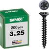 SPAX T-STAR plus, vite universale, a testa svasata, nera, filettatura completa (3 x 25 mm, 200 pezzi)