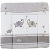 roba Materassino per Fasciatoio Jumbo twins - per Bambini e Neonati - 85 x 75 cm - Morbido e Idrorepellente - Rivestito in PU - Motivo a Scacchi con Elefanti Grigio
