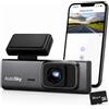 AutoSky Dashcam 2K Ultra HD 1440P Telecamera Auto WiFi, Grandangolo 140°, Controllo via App, Visione Notturna, Sensore G Rilevamento Urti, Registrazione Loop, Design Compatto ADC-201, Nero