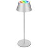 BRILONER - Lampada da tavolo a batteria RGB 2 in 1, touch, luce mobile, lampada da tavolo a LED per esterni, IP44, lampada da tavolo a LED senza fili, color argento
