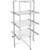 Todeco - Stendibiancheria Elettrico, Stendino Pieghevole da Interno - Dimensioni Piegato: 143 x 72 x 9 cm - Materiale: Lega di Alluminio - 3 Ripiani, Bianco, con Ruote