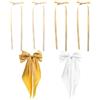 COACOM 2 Forcine Con Fiocco Lungo In Raso E 2 Paia Di Fermagli Lunghi Per Anatra, Custodia Setosa, Stabile Da Indossare, Accessori Per Feste Per Donne E Ragazze (Giallo, Bianco).