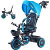 VEVOR Triciclo Convertibile per Bambini da 1 a 5 Anni, Triciclo con Tettuccio Rimovibile Maniglia Regolabile, Passeggino con Sedile Girevole Regolabile Cestino Portaoggetti, Carico 25 kg, Blu Nero