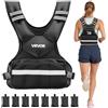 VEVOR Giubbotto Zavorrato con Pesi per Allenamento, Gilet Zavorrato con 8 Sacchetti Peso Regolabile 10,89-18,26 kg Allenamento Fisico Resistenza Fitness con Strisce Riflettenti, Forza, Corsa, Jogging