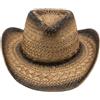 OUTLETISSIMO® Cappello da Cowboy in Paglia Marrone Chiaro Sfumato per Uomo e Donna - Cappello Western Estivo Intrecciato a Tesa Larga per Mare e Festival V003