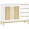 HOMCOM Credenza con 2 porte e 4 cassetti, con scaffale regolabile, 120 x 40 x 86 cm, Bianco e rovere | Aosom Italy