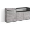 Skraut Home | Cassettiera | Mobile Armadio con cassetti | 157x75x35 cm | Camera da letto, stanza | Con Stoccaggio | Stile moderno | Cemento