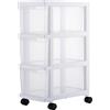 BAKAJI Cassettiera Salvaspazio Portaoggetti, Carrello Slim Trasparente in Polipropilene PP con 4 Ruote e Struttura Robusta Multiuso, Organizer Grande Capacità, Resistente ai Raggi UV (3 Ripiani)