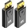 AZIDWERYQ Adattatore Display Port a HDMI Adattatore Displayport HDMI 4K da maschio a femmina da 2 pezzi con interfaccia placcata in oro e dispositivo di fissaggio Displayport compatto e portatile s