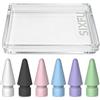 SIXFU 6 punte colorate per Apple Pencil, compatibili con iPad, con custodia per Apple Pencil Pro/USB-C/1a generazione/2a generazione (bianco, nero, rosa, blu, viola, verde)