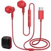 ACANDYA Auricolari USB C, Auricolari In-Ear, Cuffie con Cavo con Microfono e Telecomando Integrati per xiaomi Poco X8 Pro REDMI Note 15 Pro+ 17 Ultra, per Honor 600 lite Magic8 Pro 400 200 Smart X8d, Rosso