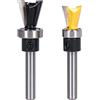 Walfront Fresa per Giunti a Coda di Rondine con Cuscinetto Set 2 Pezzi Fresa per Lavorazione del Legno Gambo 1/4 Pollici per Router Portatile Tavolo per Compensato Legno Duro