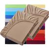 NatureMark Basic Set di 2 lenzuoli con angoli elasticizzati in jersey, 90 x 190 cm, 100 x 200 cm, bordo 25 cm, lenzuolo con angoli 100 x 200 cm, 100% cotone, sabbia/beige