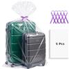 Yotelab Scatole portaoggetti in plastica trasparente extra grandi, 5 pezzi, 101,6 x 152,4 cm, grandi sacchetti jumbo per bagagli, valigie, mobili, 5 nastri inclusi