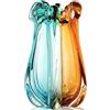 XMGZQ Vaso in vetro soffiato a mano per decorazione, vaso per fiori pesante grande a bocca larga, stile Art Deco Murano color teal ambra, centrotavola per soggiorno, accento boho moderno per la casa