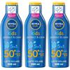 Nivea Sun Latte Solare Kids Protect & Care FP50+ 200 ml, Crema solare per bambini waterproof 3x200 ml Soluzione