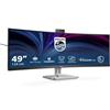 Philips 49B2U6903CH - Monitor curvo DQHD da 49 pollici, webcam, microfono, RJ45, regolabile in altezza (5120x1440, HDMI, DisplayPort, USB-C, Hub USB) nero